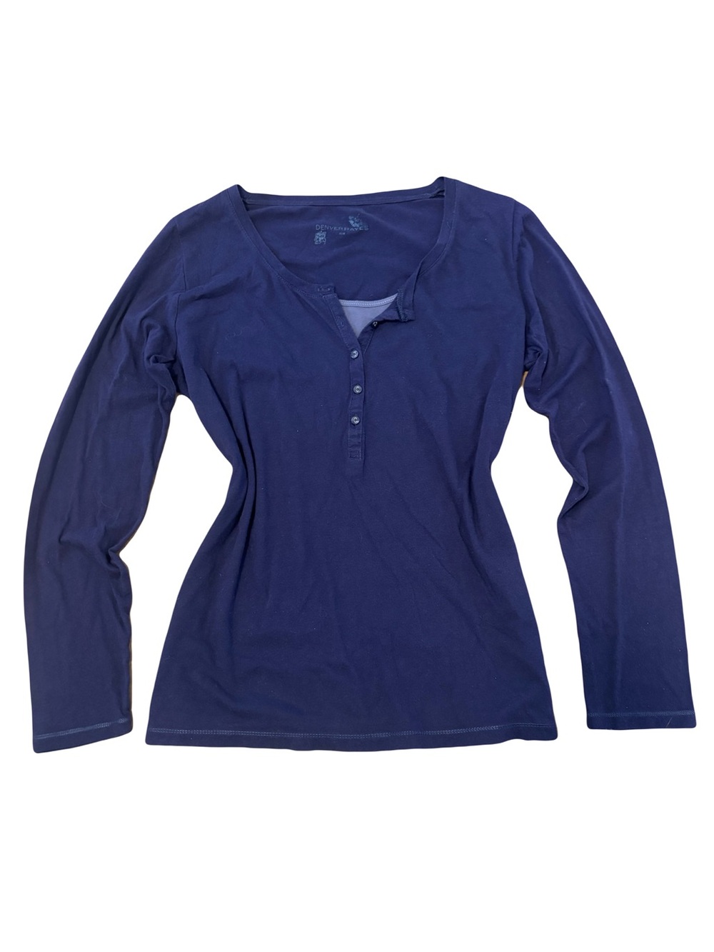 Denver Hayes Navy Long Sleeve Henley Top